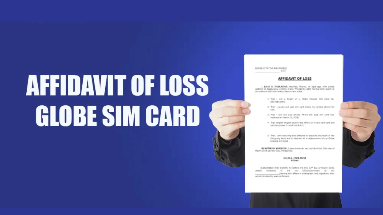 Affidavit of Loss SIM Card