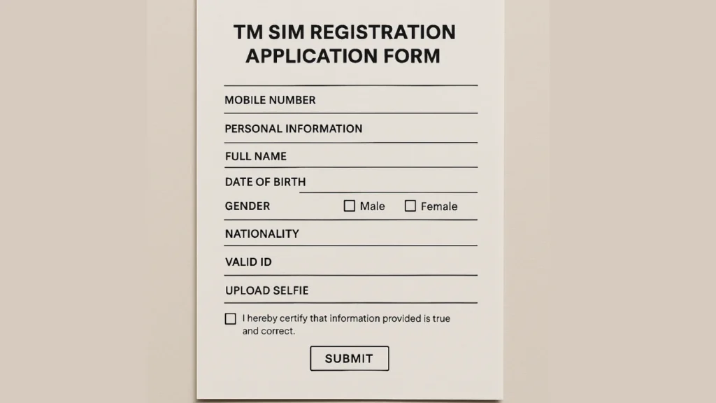 how to fill TM SIM Registration Application Form